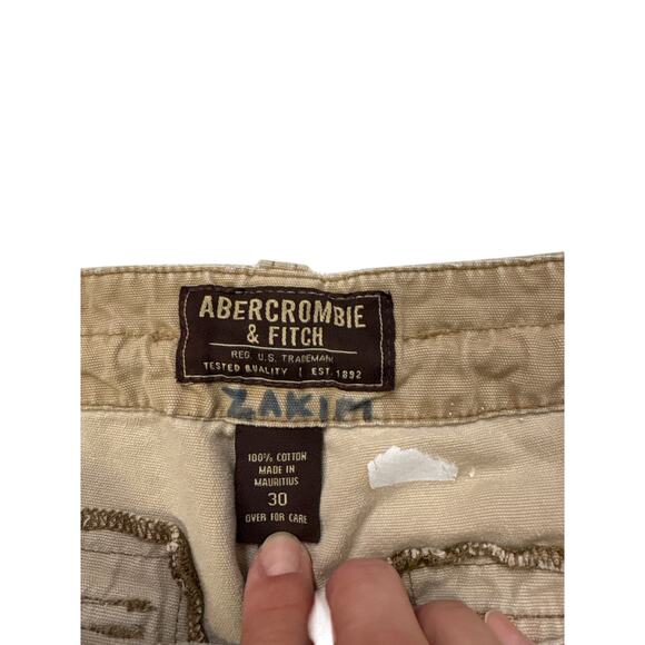 Abercrombie Fitch Cargo Shorts Mens Sz 30 Brown Cavas Distressed Raw Hem *READ* - Picture 4 of 8